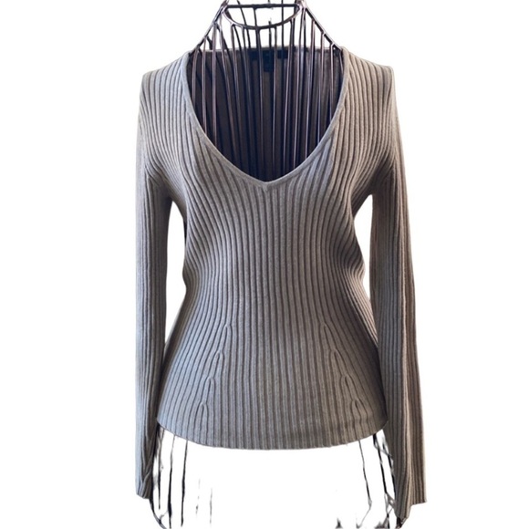 Vintage Gap Oatmeal cotton ribbed knit top - Picture 1 of 6